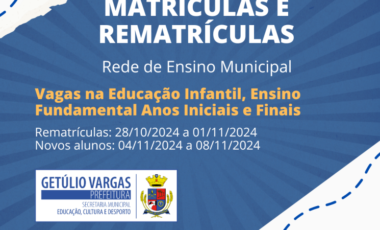 Inscrições e rematrículas para a rede municipal  de ensino começam na próxima semana