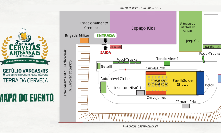 Divulgado o mapa oficial do 3º Festival de Cervejas Artesanais do Norte Gaúcho