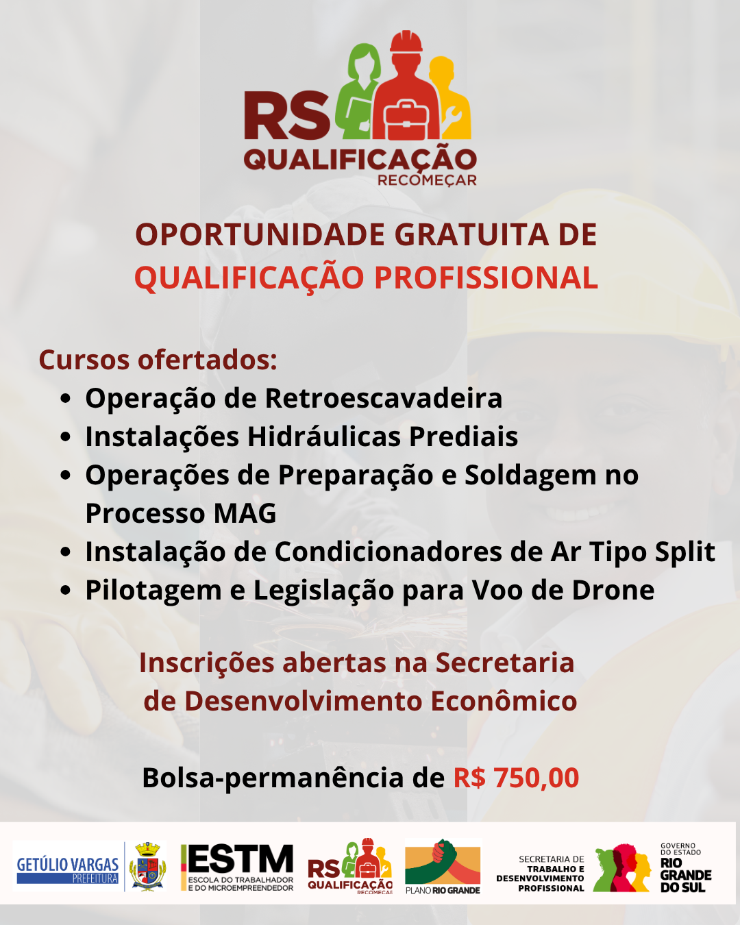 OPORTUNIDADE GRATUITA DE QUALIFICAÇÃO PROFISSIONAL