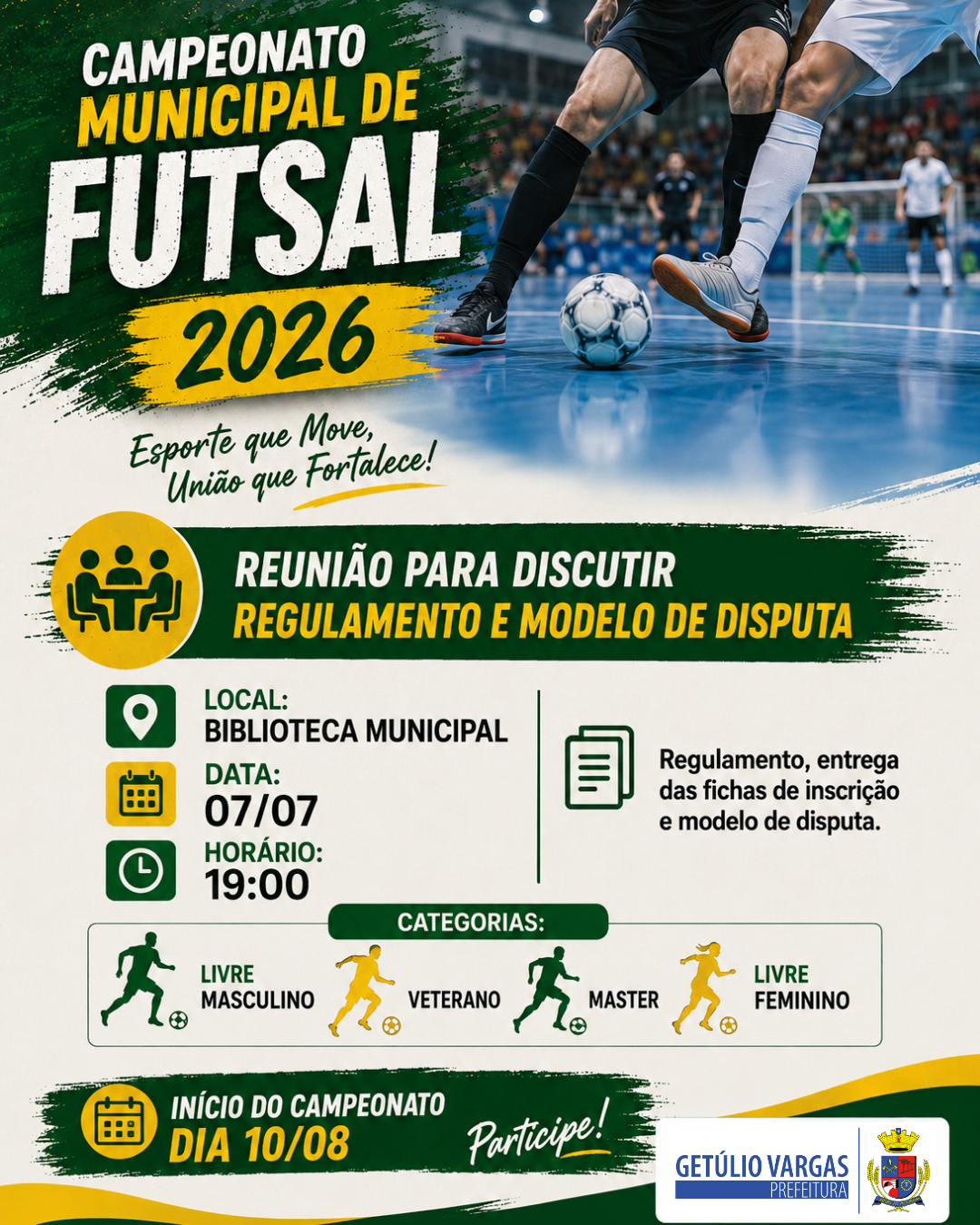 Campeonato Municipal de Futsal 2026 terá reunião de organização no dia 7 de julho