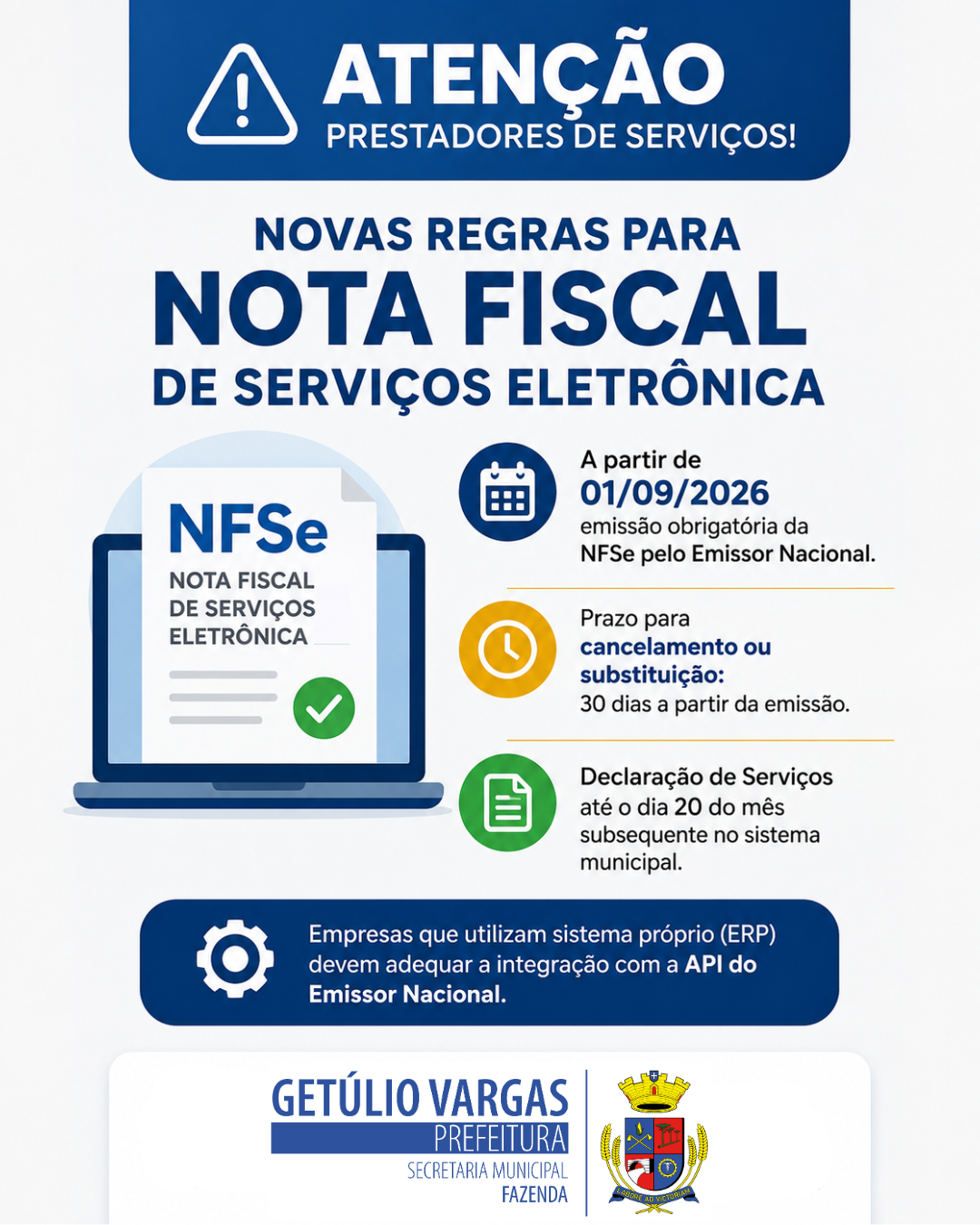 Empresas prestadoras de serviços devem se adequar às novas regras para emissão da Nota Fiscal de Serviços Eletrônica