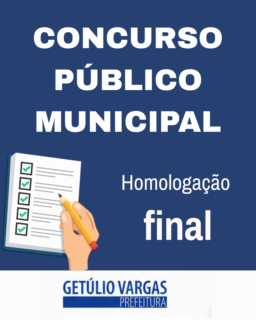 Prefeitura de Getúlio Vargas homologa resultado final de todos os cargos do Concurso Público nº 01/2026